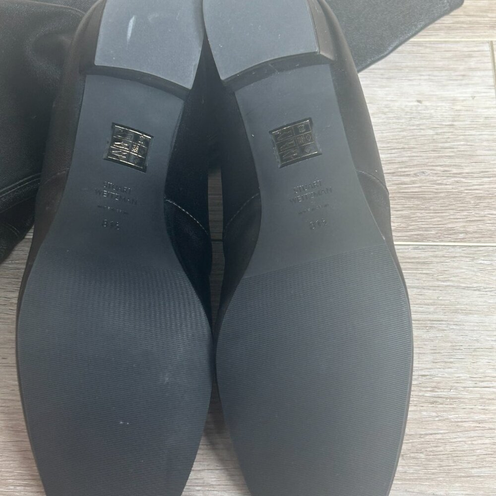 Like New Stuart Weitzman OTK Black Stretch Leather Genna 60 Boots 8.5 $895 - Picture 4 of 10